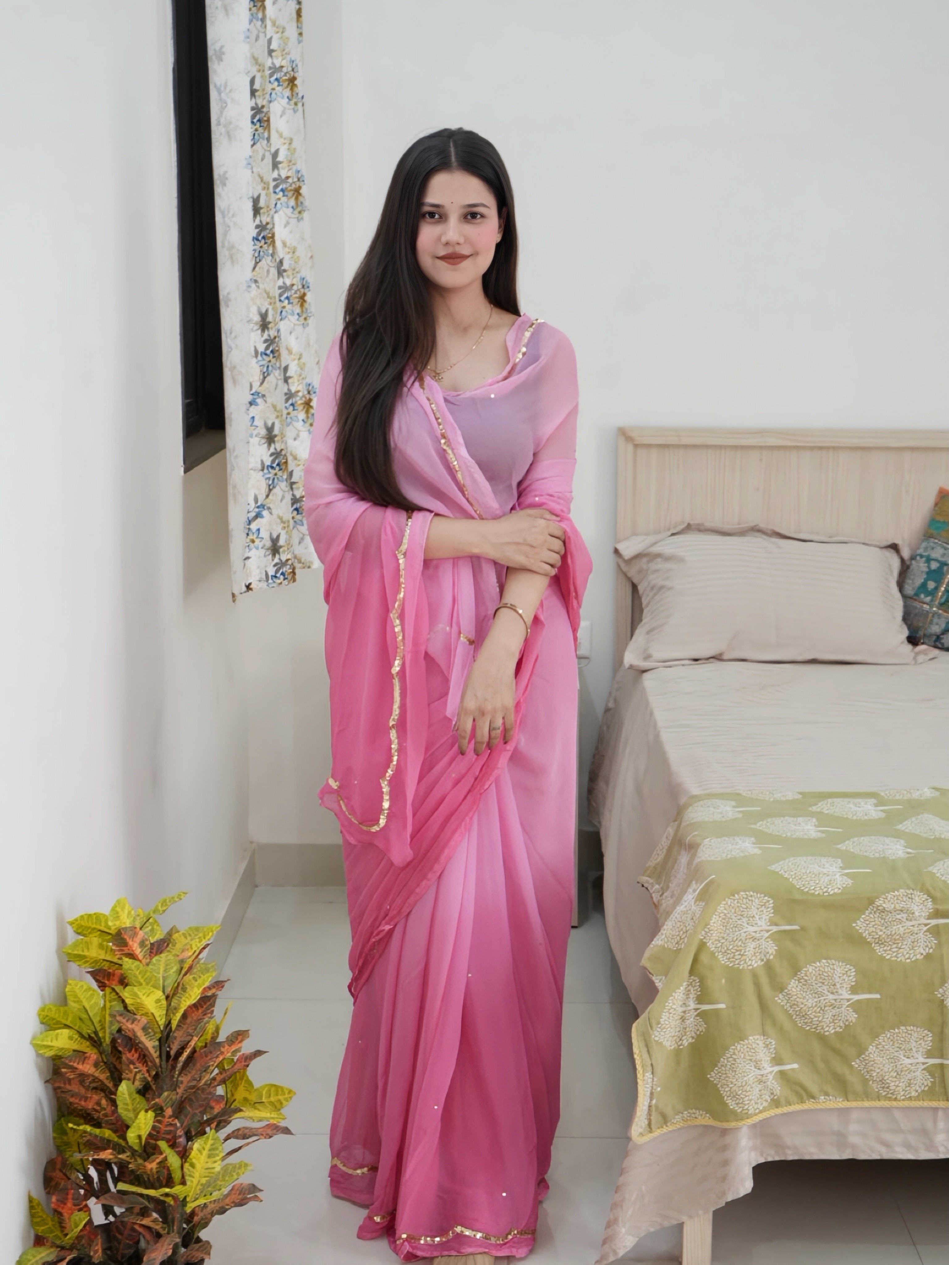 Pure Chiffon Multicolour Darbari Saree With Blouse