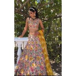 Soft Mono Net Heavy Sequins Embroidered 12 Kali Lehenga with Cancan & Canvas Patta