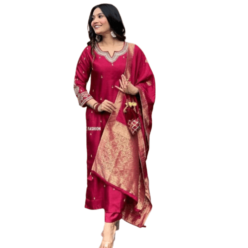 Heavy  chanderi slik suit  for women