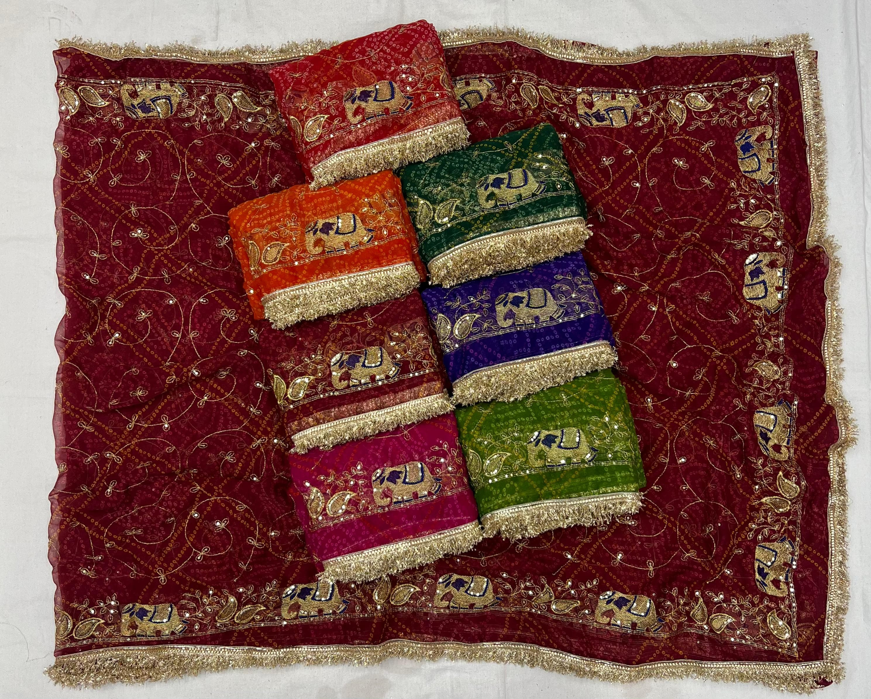 Premium Georgatte Bandhani Saree - Exquisite Indian Silk Handloom