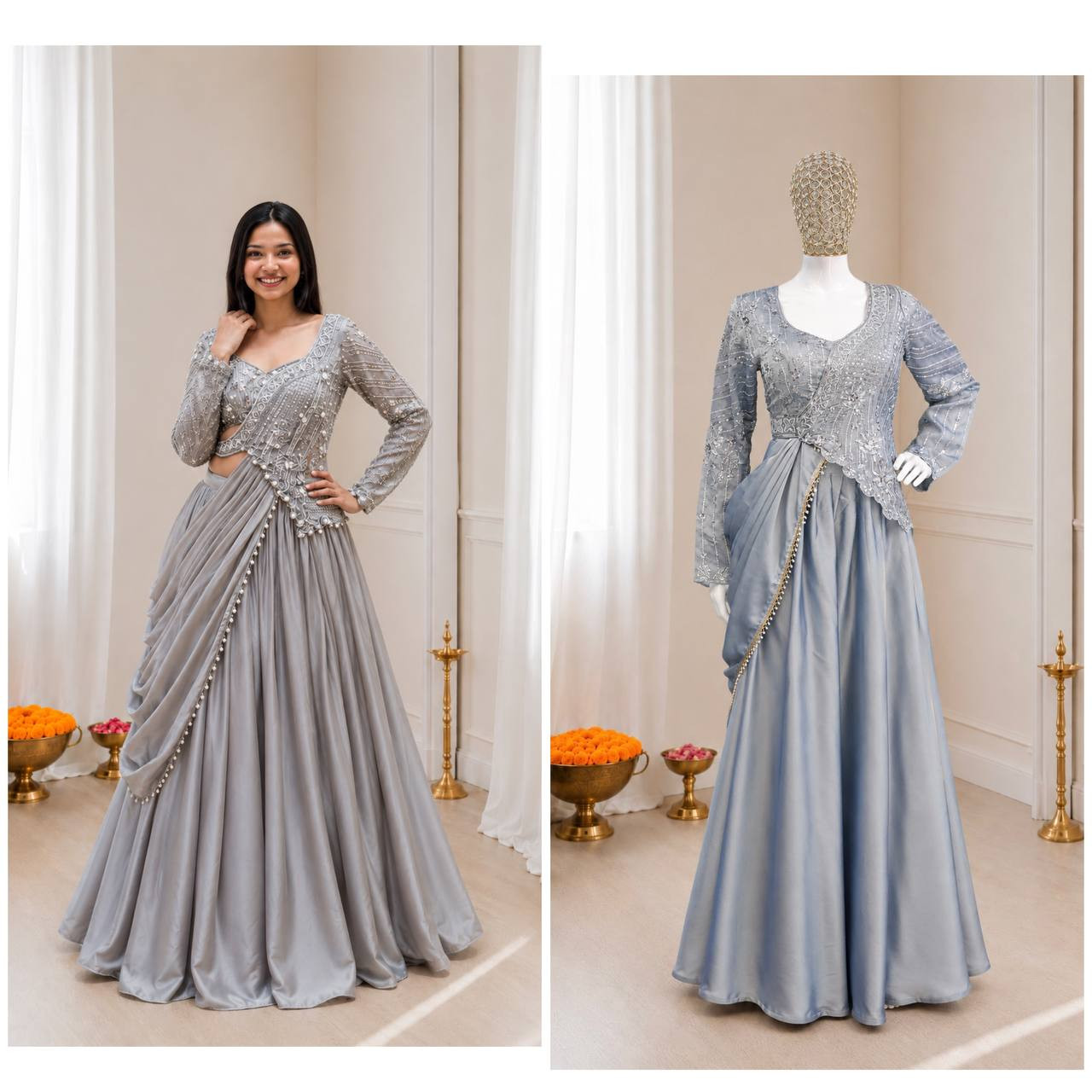 Premium Rangoli Silk Embroidery Sequins Lehenga Choli with Heavy Rangoli Silk Dupatta- Ready to Wear