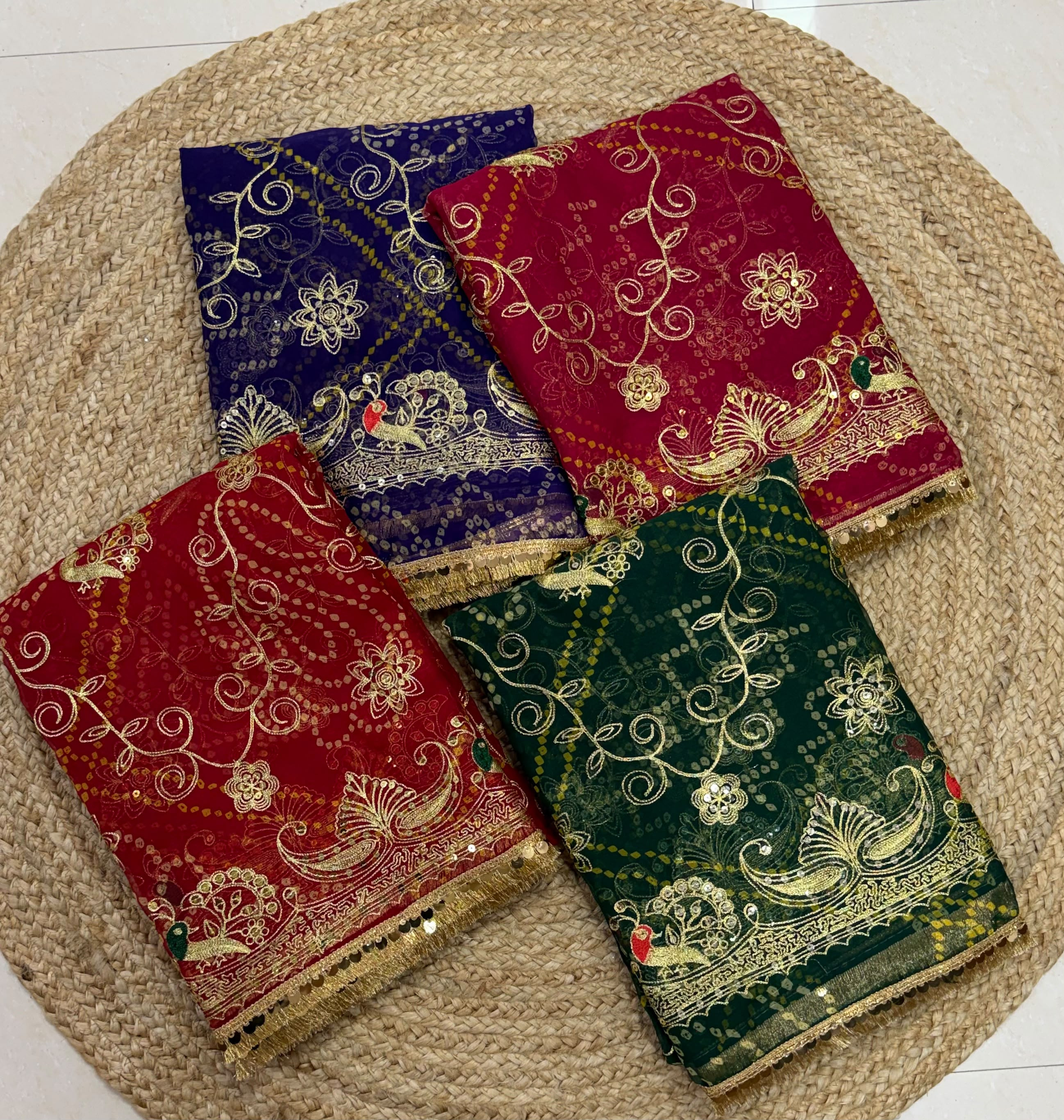 Premium Royal Georgette Bandhani Saree - Authentic Indian Handloom Silk Blend