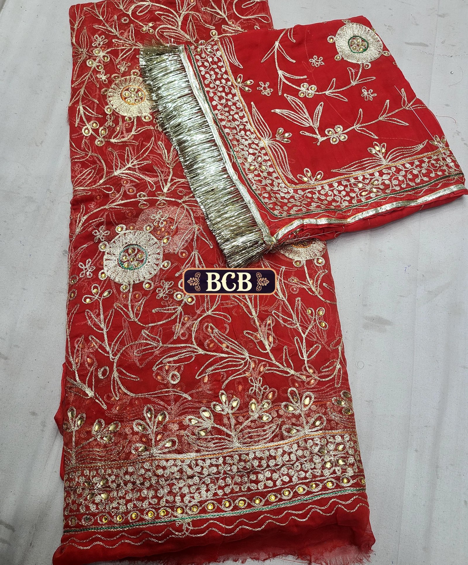 Humrahi Designer With Zari Kasab  Rajputi Odhna(Semi Stich)