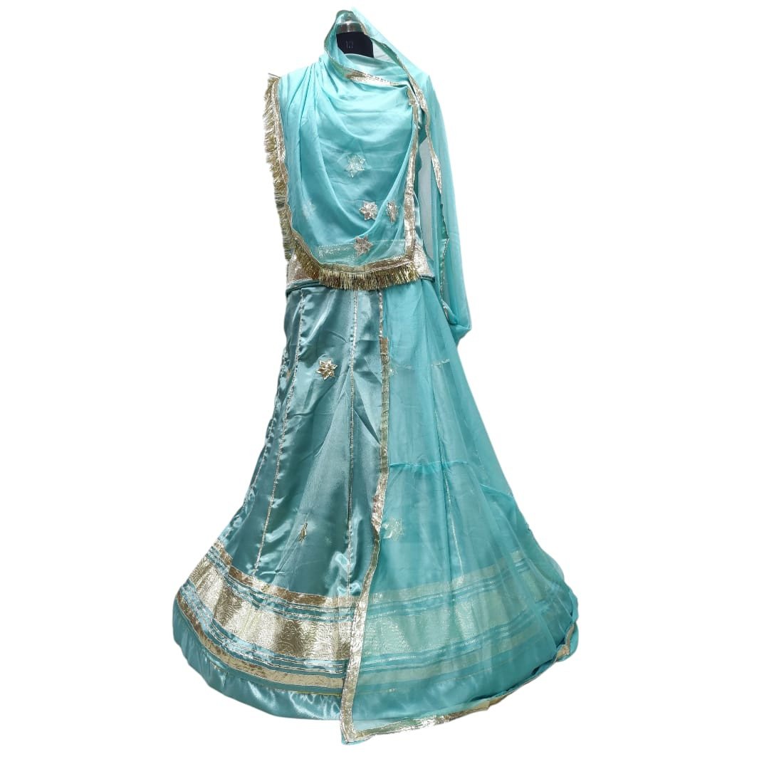 Fancy Boutique Satin Rajputi Dress | Heavy Sequence Work Kurti & Gotta Kiran Odhna