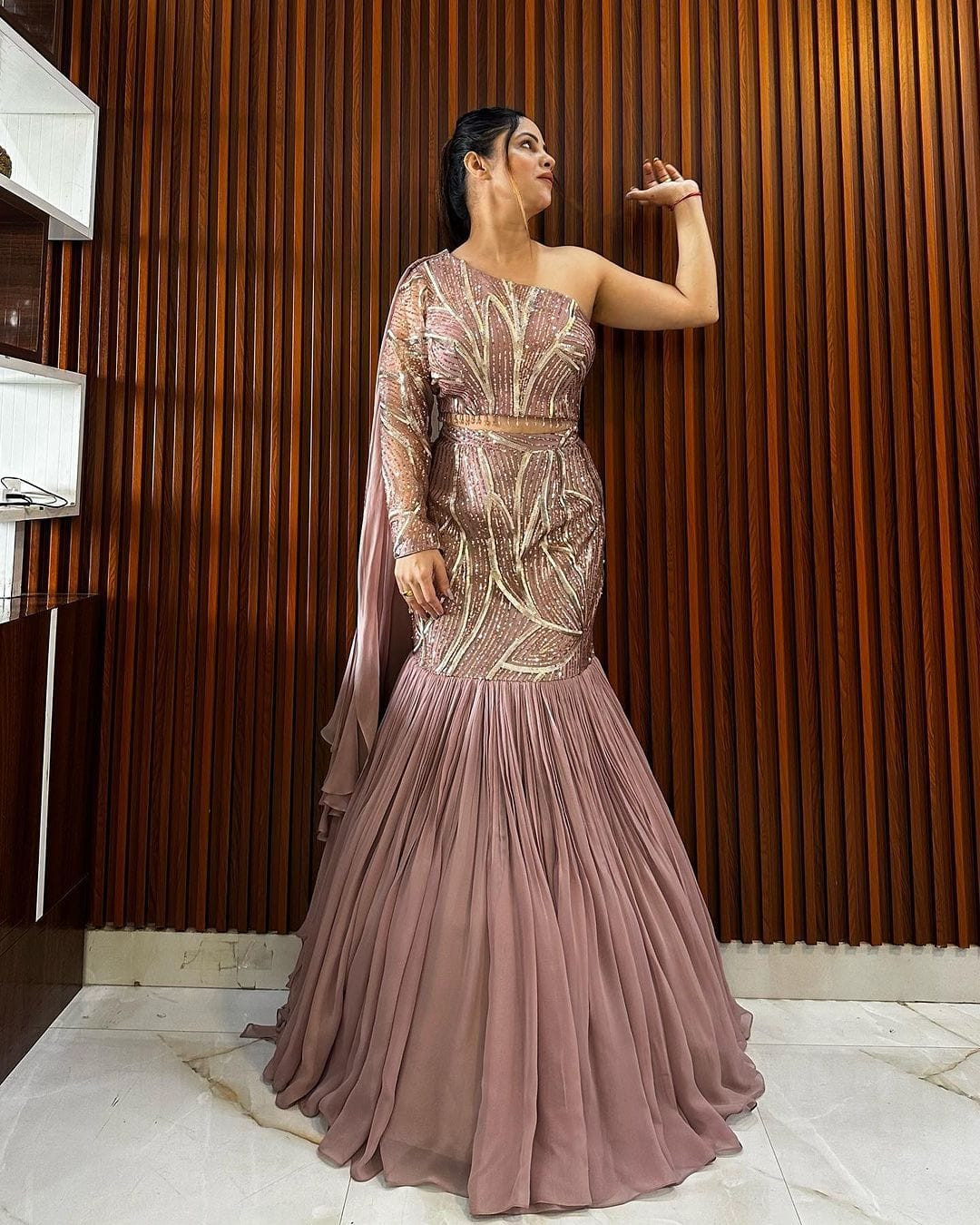 Ready To Wear Fish Cut Indo Western Style Lehanga Set With Heavy CanCan