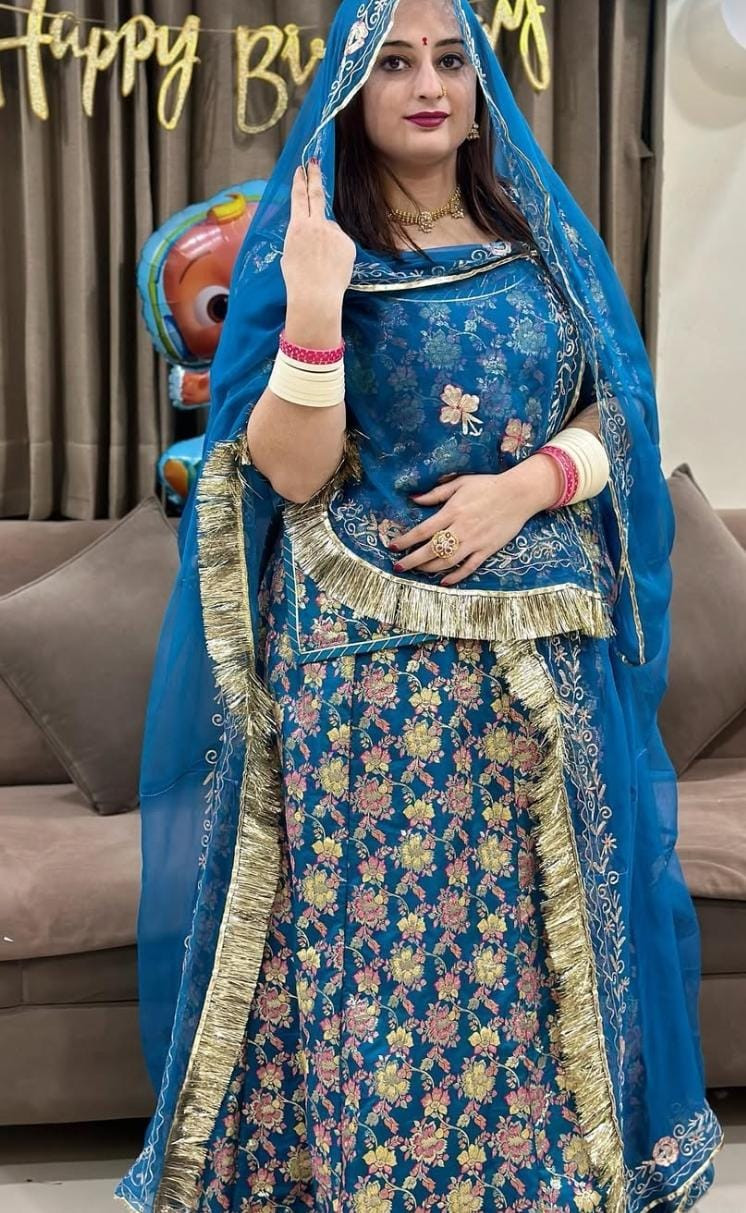 Parcha fabric rajputi poshak for women