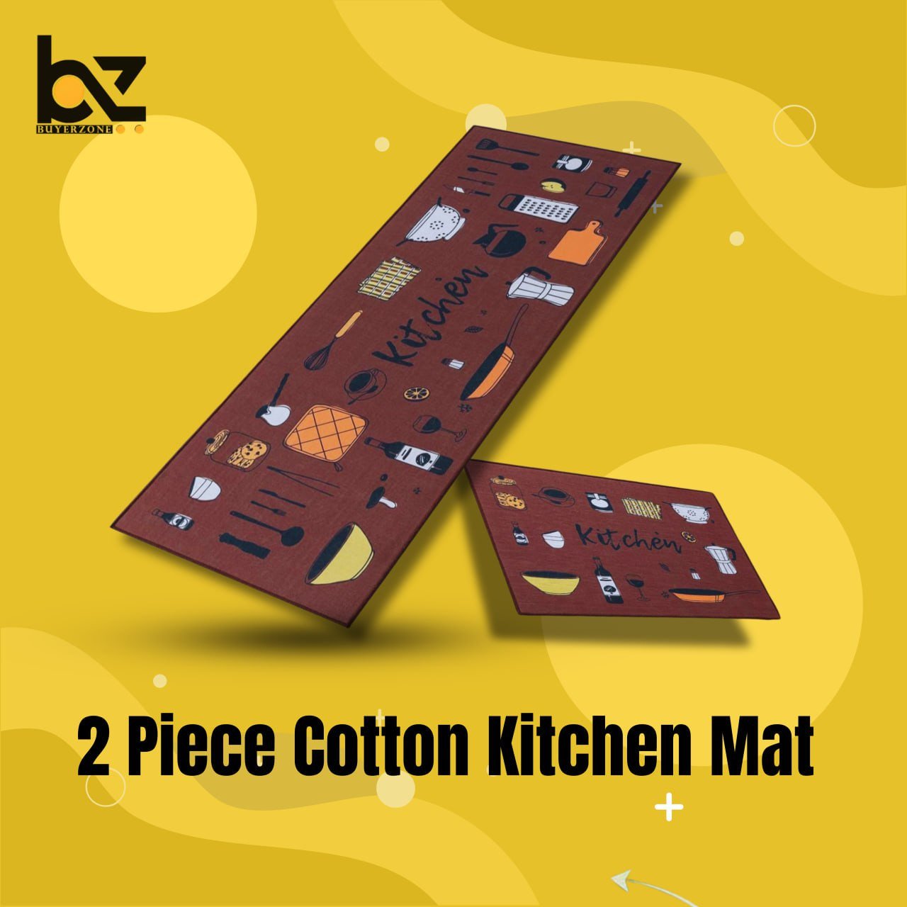 2 Piece Cotton Kitchen Mat