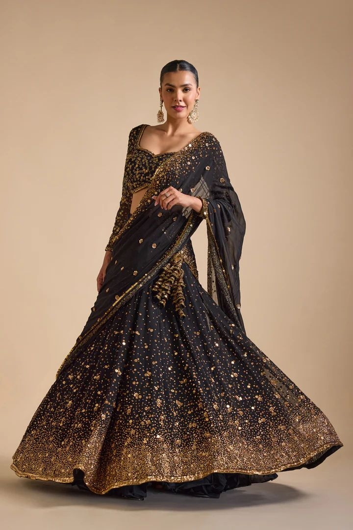Premium Georgette Heavy Embroidered Designer Lehenga with Hand Diamond & Sequins Work