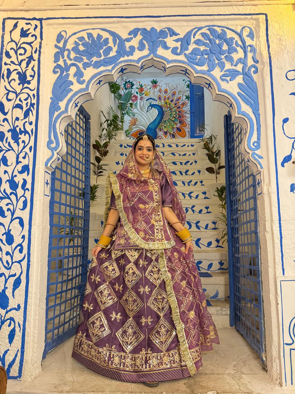 Bindani Lavender Tissue Rajputi Poshak