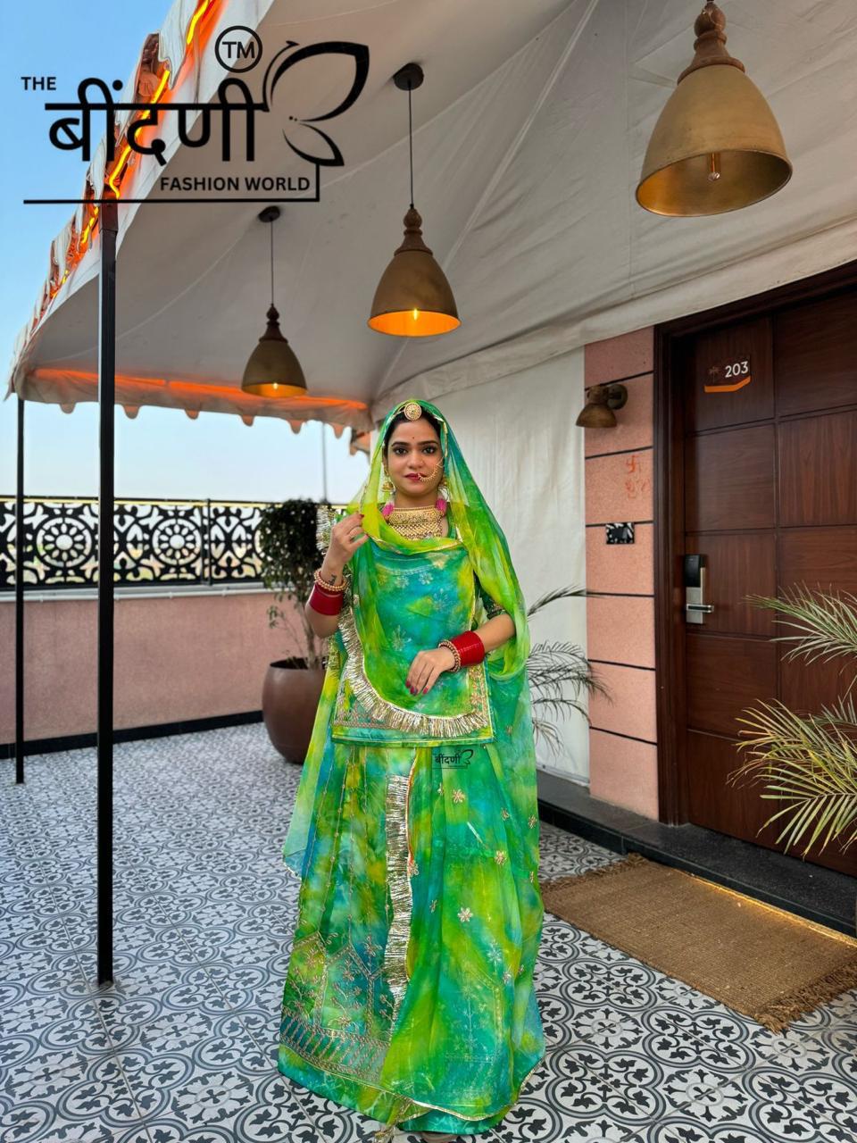 New High Quality shibori Organza Codding work Poshak