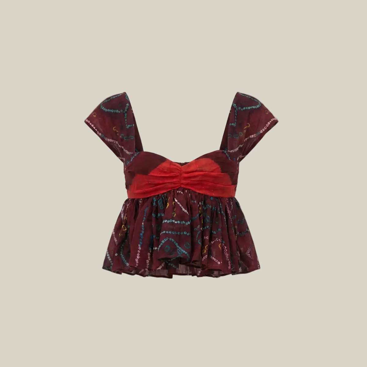 Hand Tie Dye Shekhawati Bandhej Odhani Top – Traditional Cotton Handmade Blouse with Back Zipper