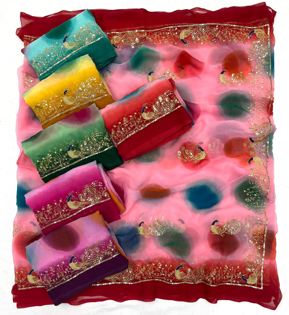 Rajwadi Georgette Sequence Work Saree (5.50m) – Home Washable | 6 Piece Set