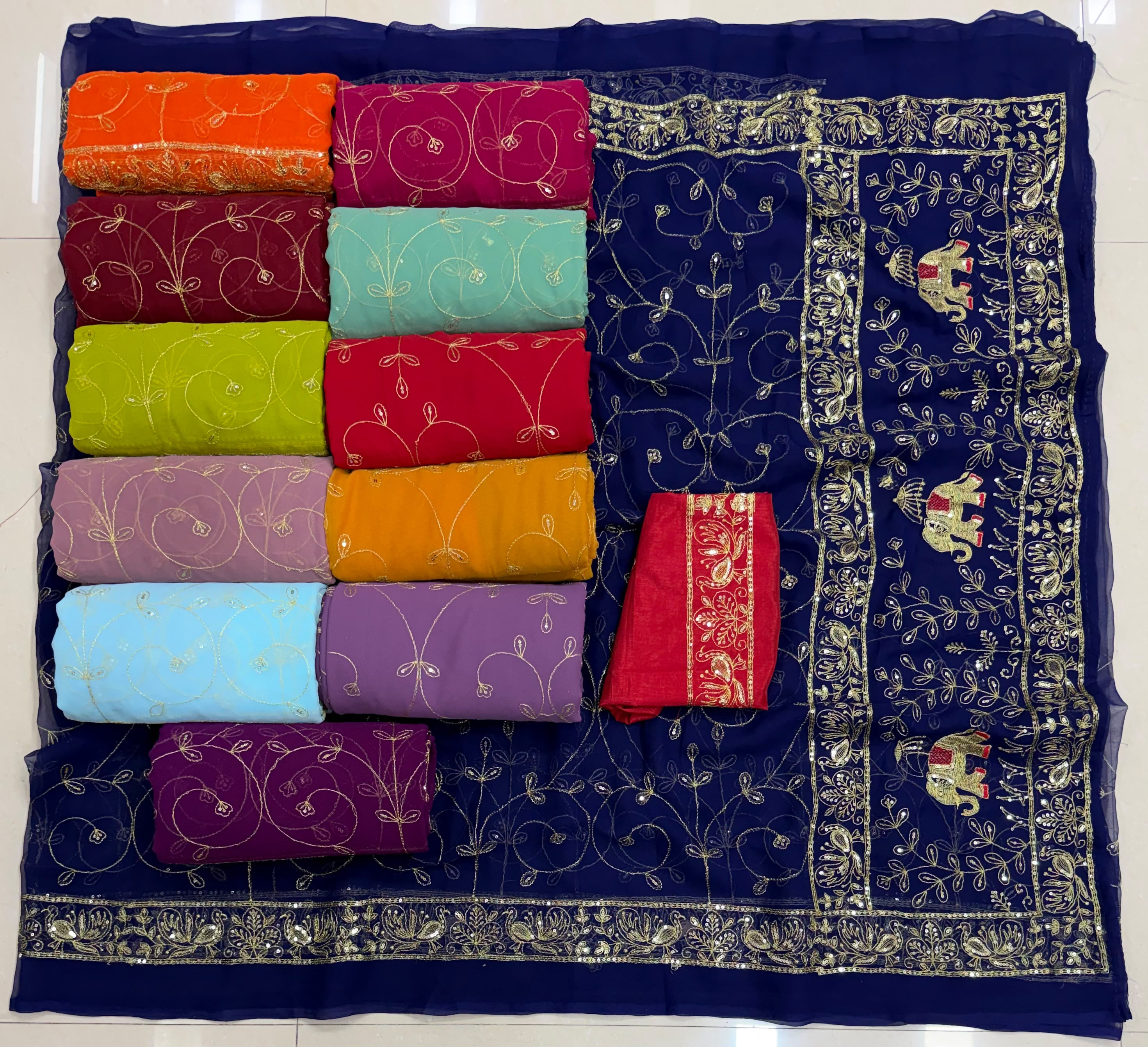 Premium Elephant Embroidered Rajputi Style Darbari Saree | Royal Georgette with Sequence Work