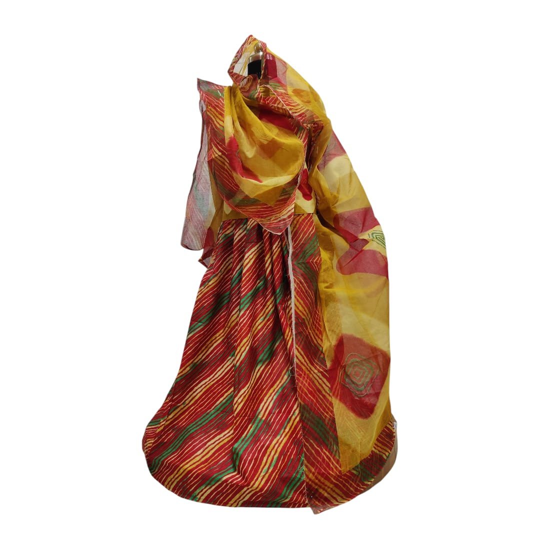Cotton Boutique Poshak Suit With Print and Full-Size Odhna