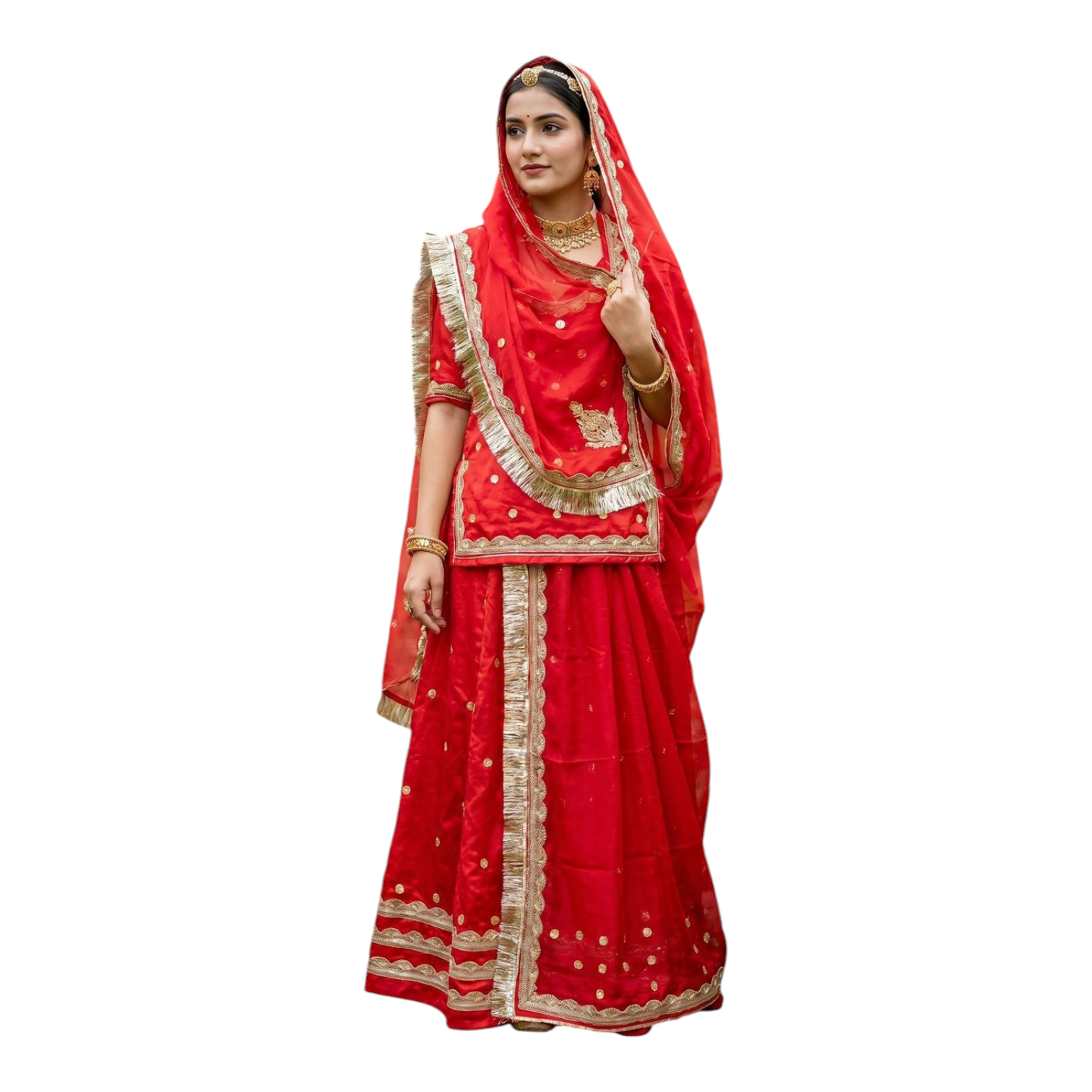 Rajputi Poshak for Women – Satin Fabric | Hamrahi Pure Dupatta | Semi-Stitched