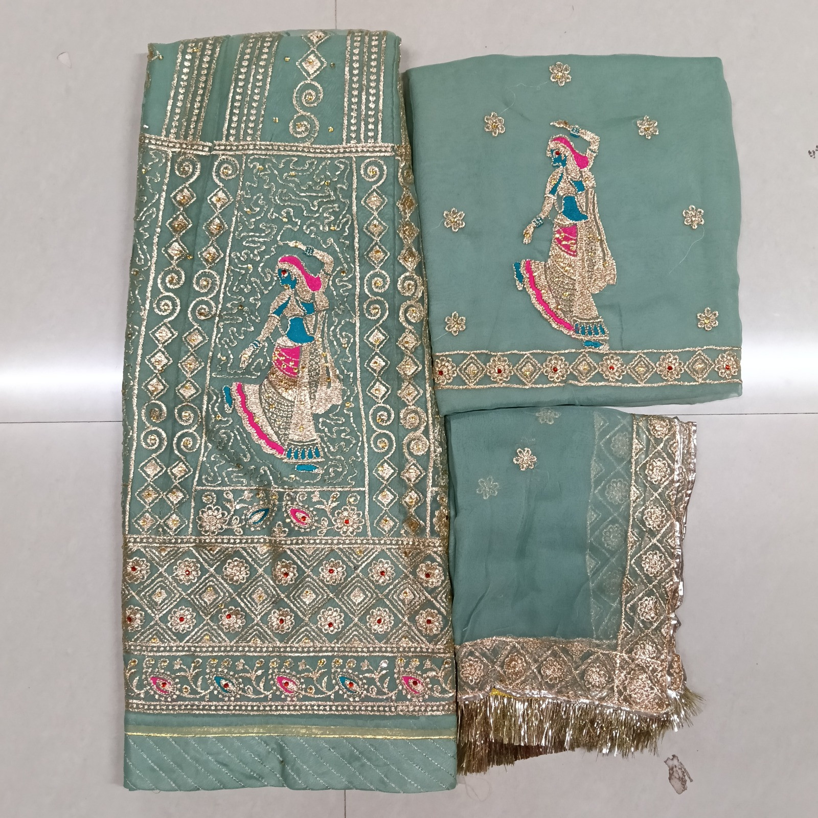 Heavy Designer Rajputi Poshak | Half Pure Fabric with Fancy Stone & Kundan Work