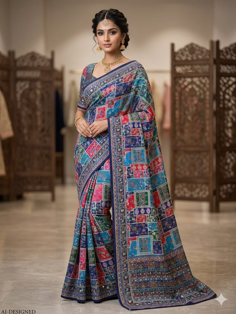 The Ethereal Reflection: Premium Real Mirror Work Saree