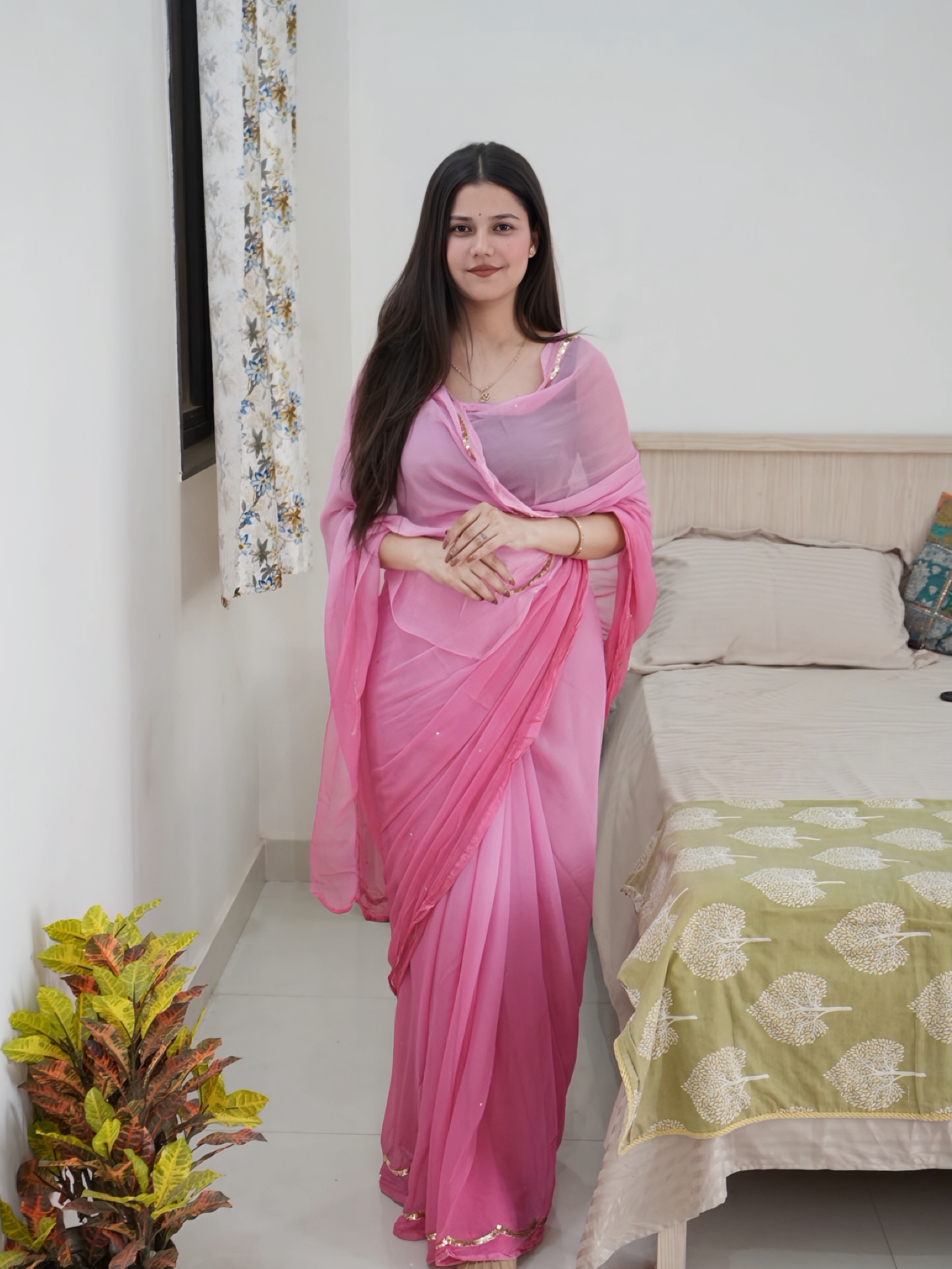 Pure Chiffon Multicolour Darbari Saree With Blouse