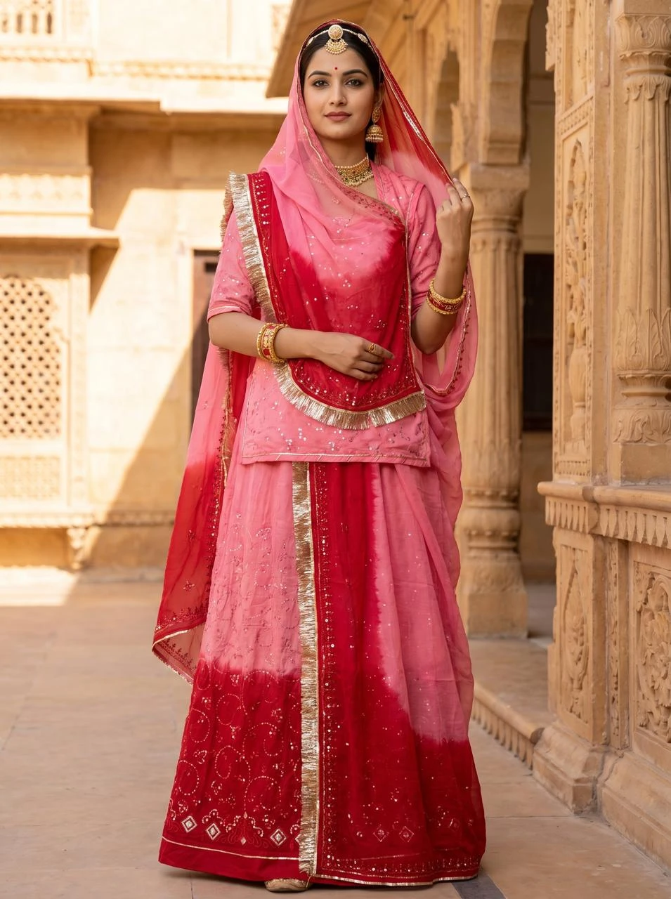 Premium Cotton Rajputi Poshak with Sarbati Cotton Odhna | Traditional Boutique Collection