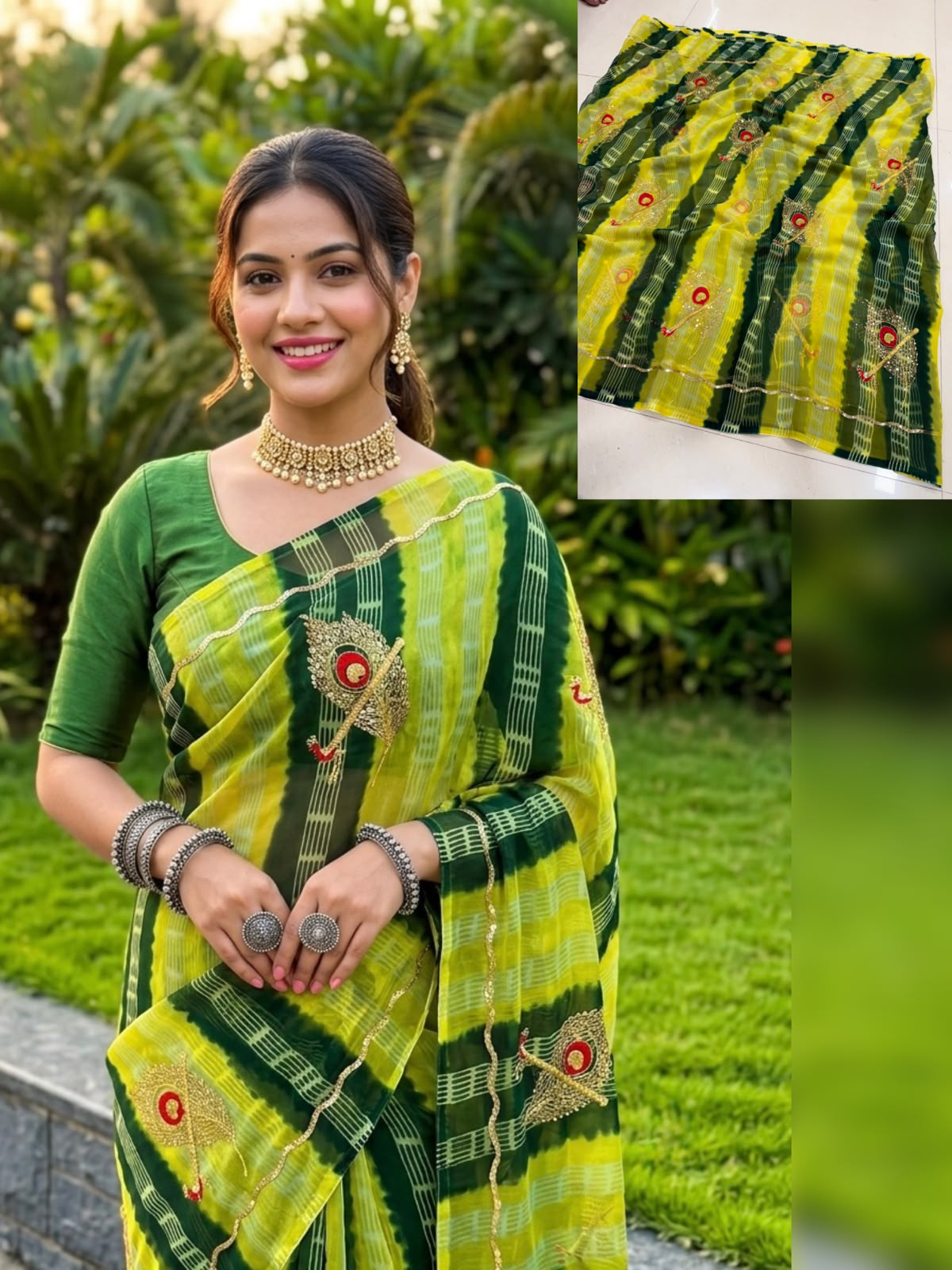 Royal Georgette Morpankhi Leheriya Saree with Sequence Work | Elegant Festive & Party Wear Saree