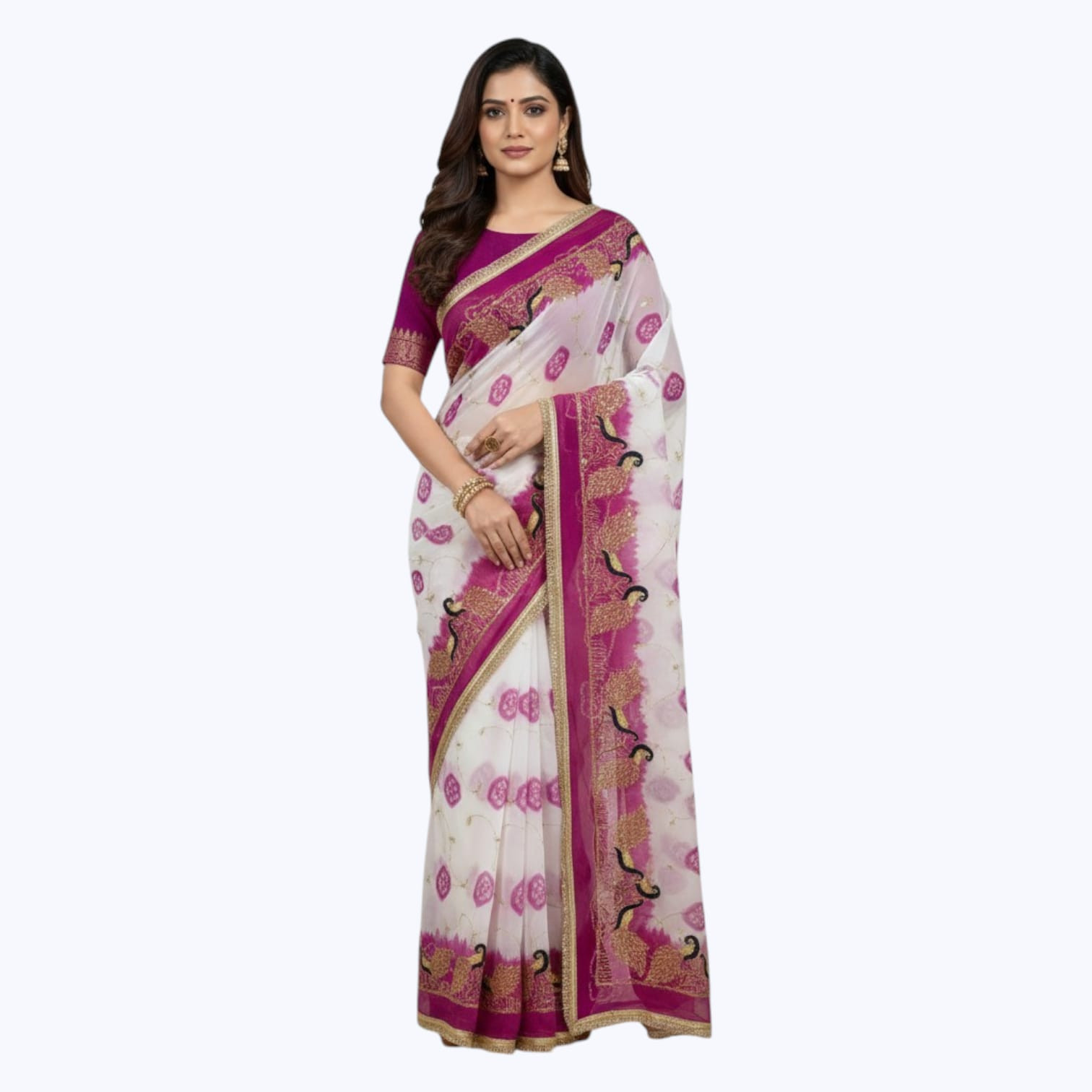 Premium Faganiya Royal Georgette Saree with Elegant Sequence Work