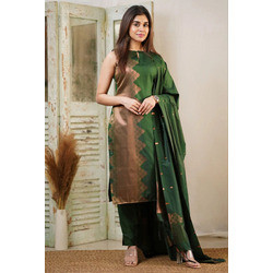 Green Prism Women’s Art Silk Kurta Pant Dupatta Set