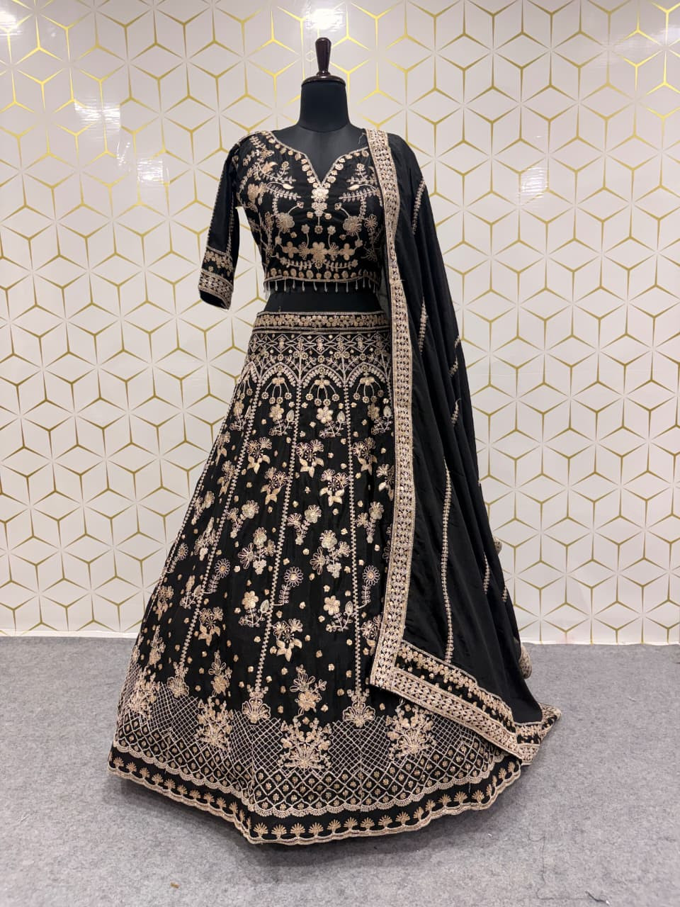 Premium Chinon Silk Heavy Sequins Zari & Dori Work Designer Lehenga Set With Heavy Cancan & Double Inner