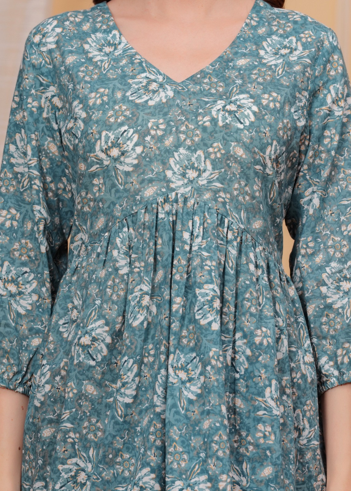 Ethereal Bloom Printed Frock Style Short Kurti For Women