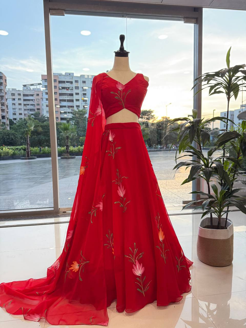 Exclusive Handpainted Georgette Lehenga Set – Real Shoot Collection