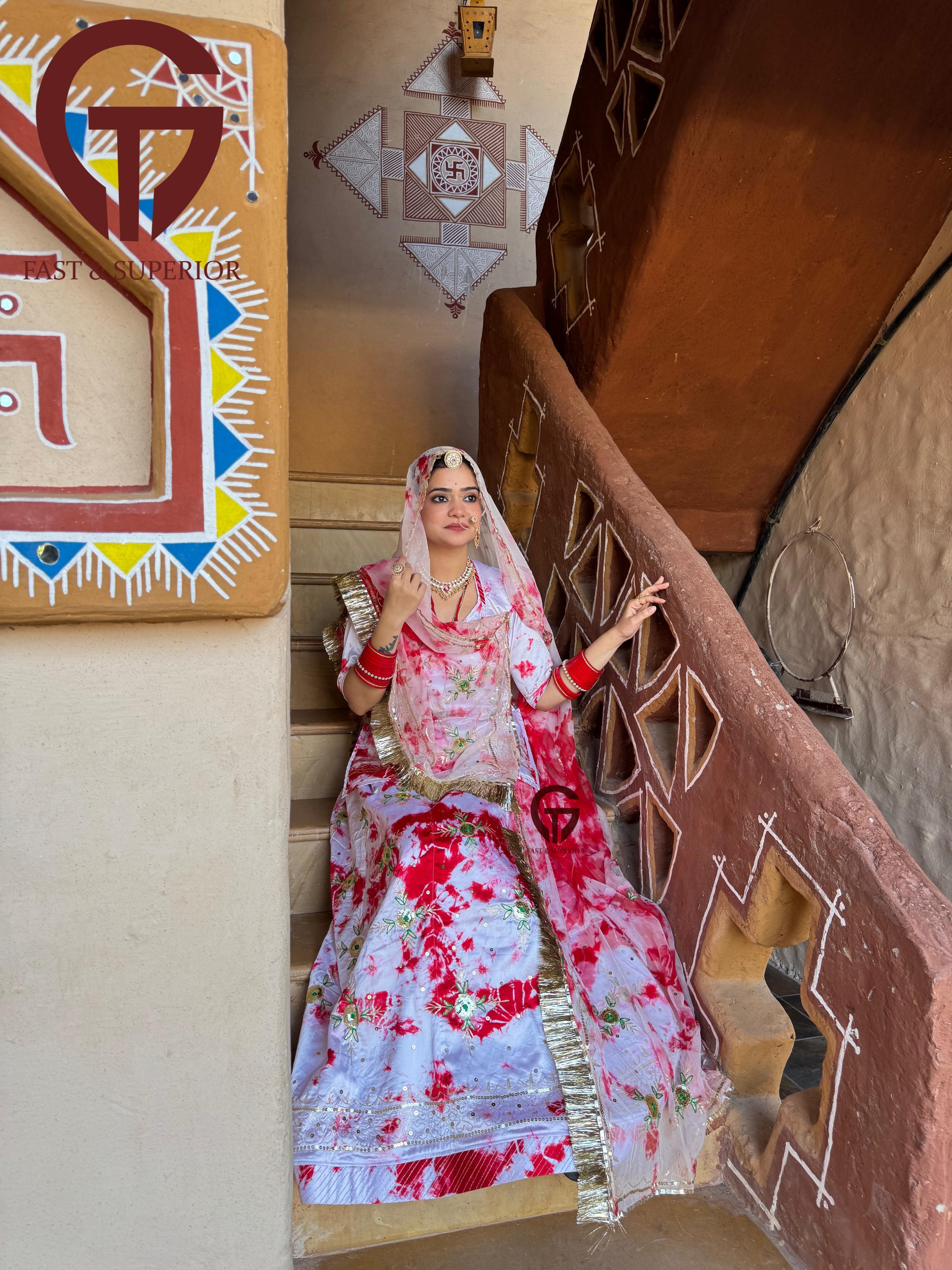 Zari resham chakra design rajputi poshak