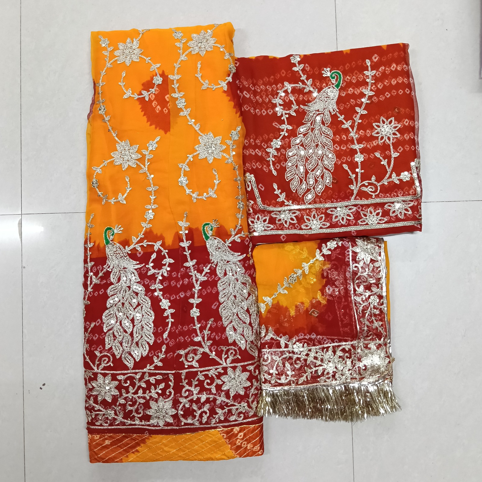 Heavy Designer Rajputi Poshak in Half Pure Fabric with Stone & Kundan Work