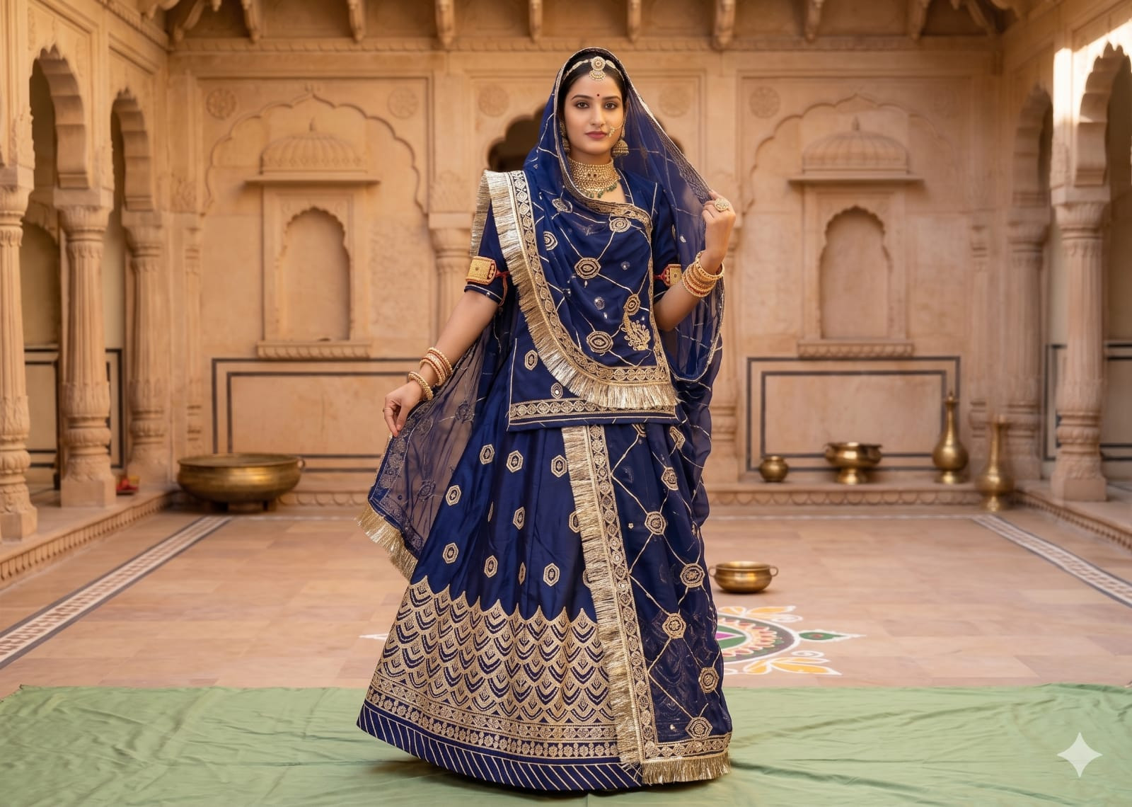 Most Trending Satin Rajputi Poshak with Sikhiya Work & Hamrahi Pure Odhna Allover Jal Work