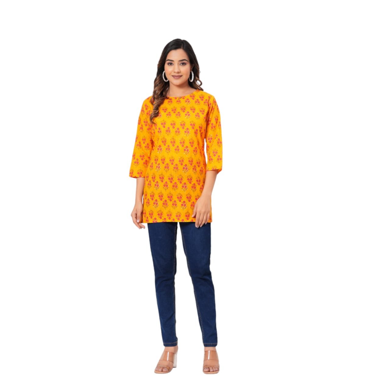 Yellow Short Kurti For Women