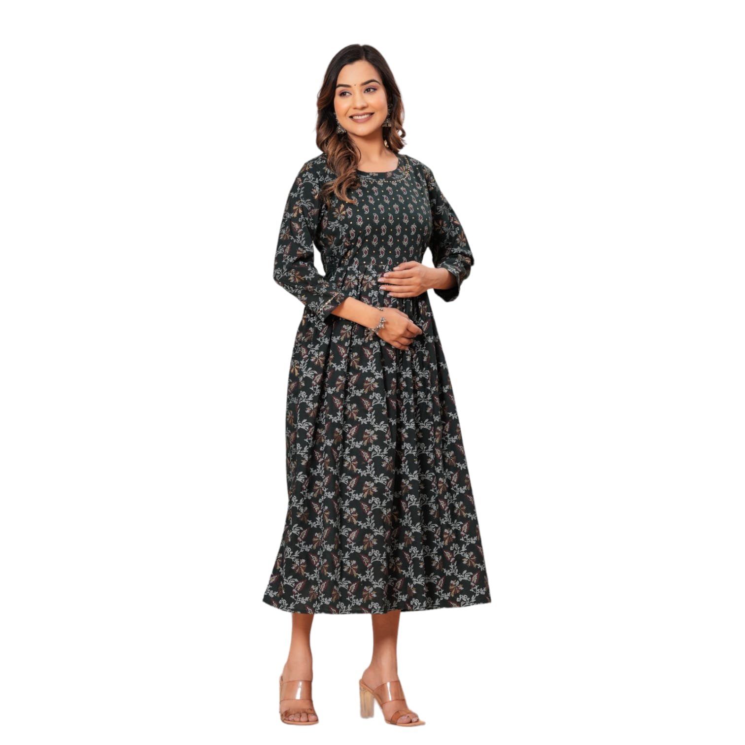 Darkest Green Maternity Feeding Kurtis For Women