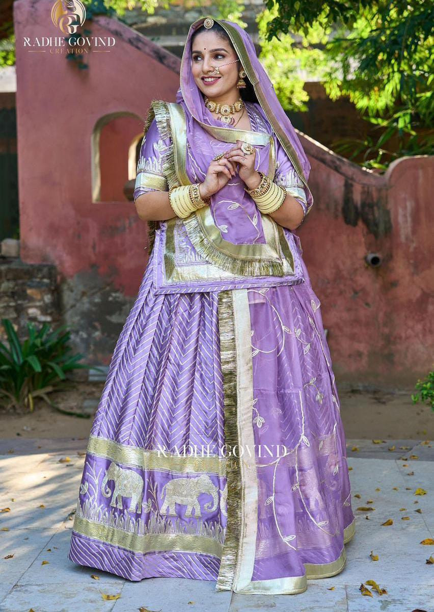 Designer 3 Mtr Gher Seekiya Gotta Patti Work Rajputi Poshak