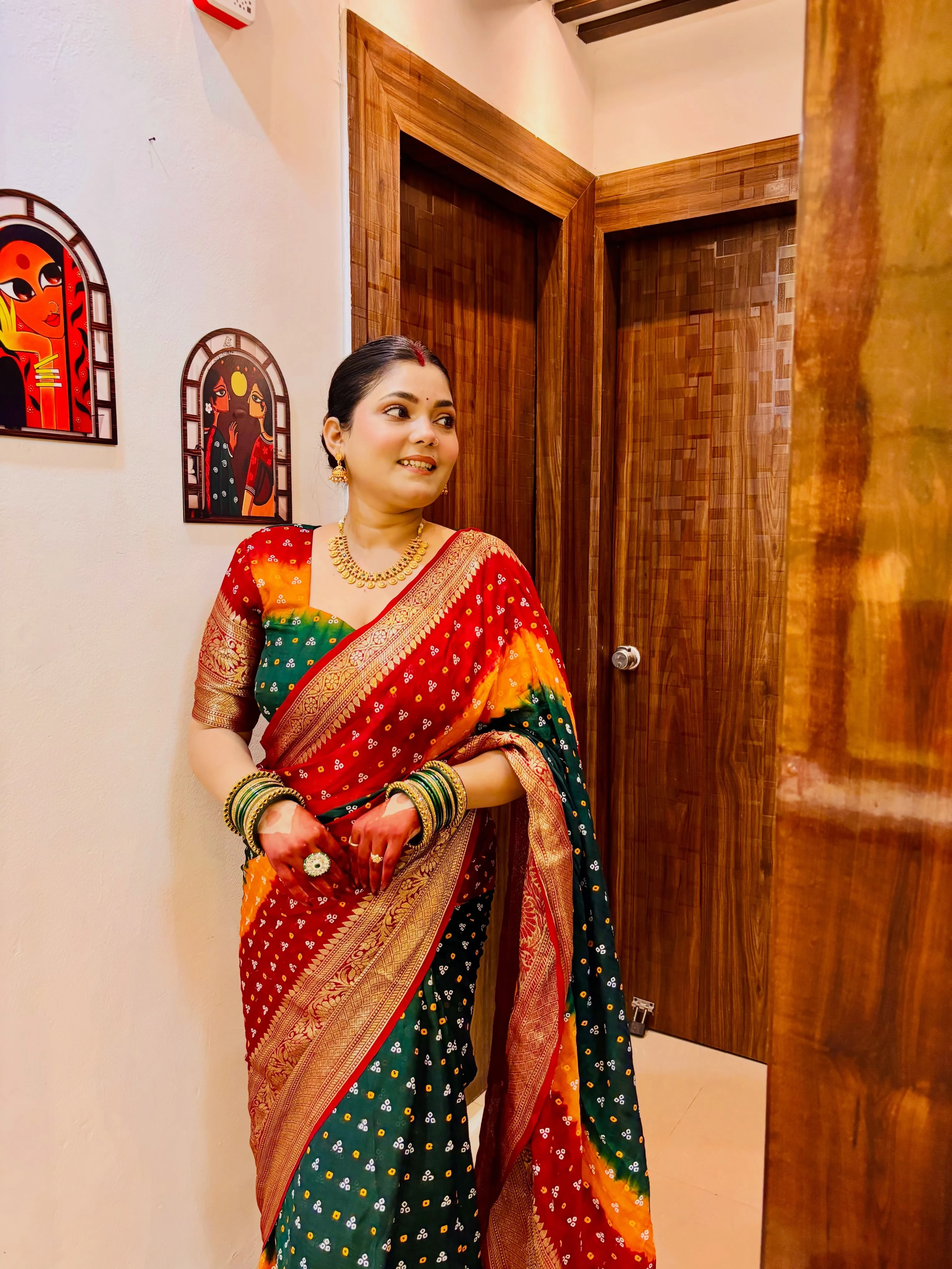 Premium Kanjivaram Bandhani Cotton Silk Saree | Hand Dyeing Designer Traditional Saree with Running Blouse
