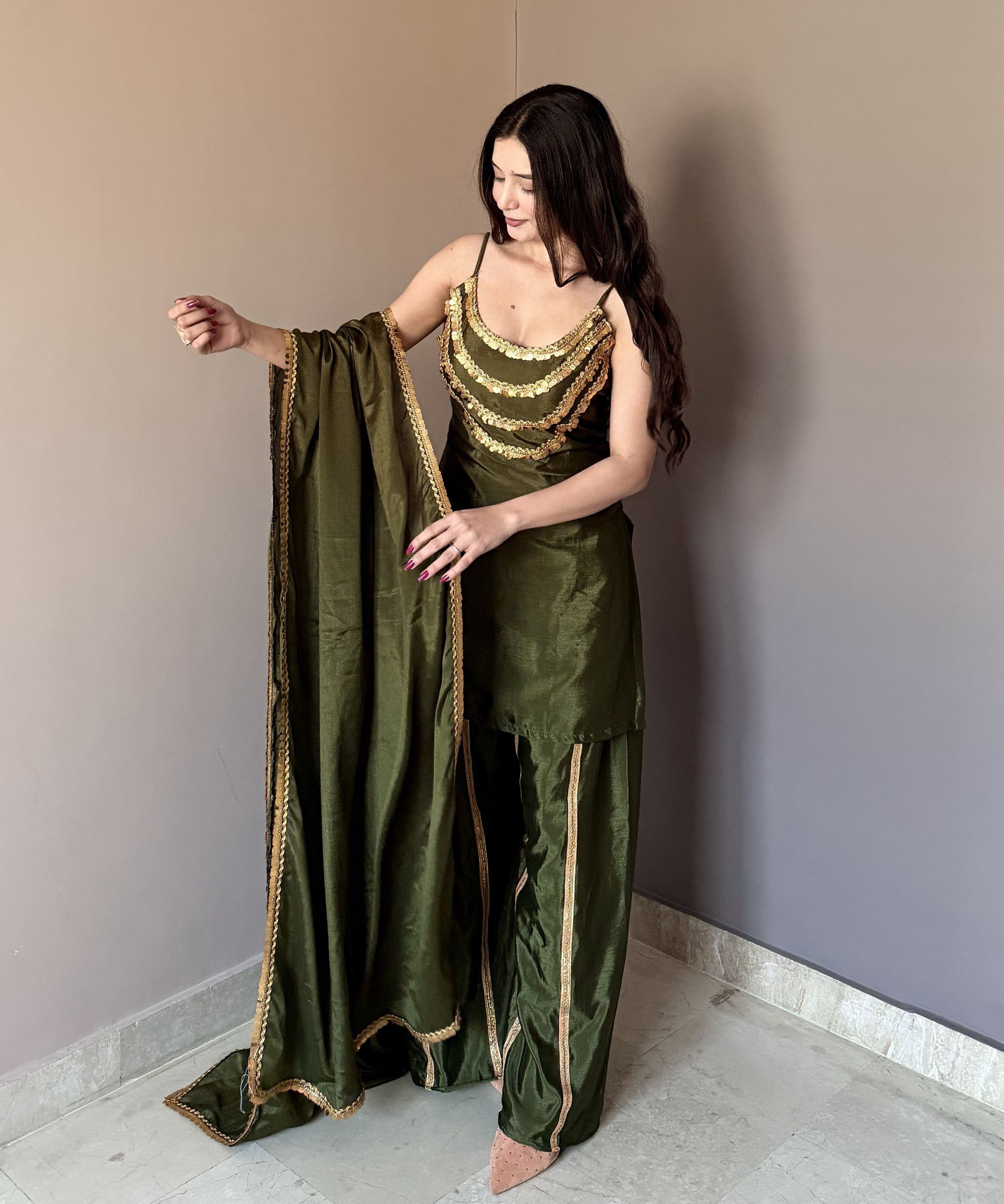 Elegant Designer Chinon Kurti Set with Dupatta | Fully Stitched Party Wear Suit for Women