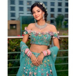 4 Meter Flared Faux Georgette Sequins Embroidered Lehenga Set with Can-Can & Canvas Layer | Semi-Stitched Designer Lehenga Choli with Dupatta