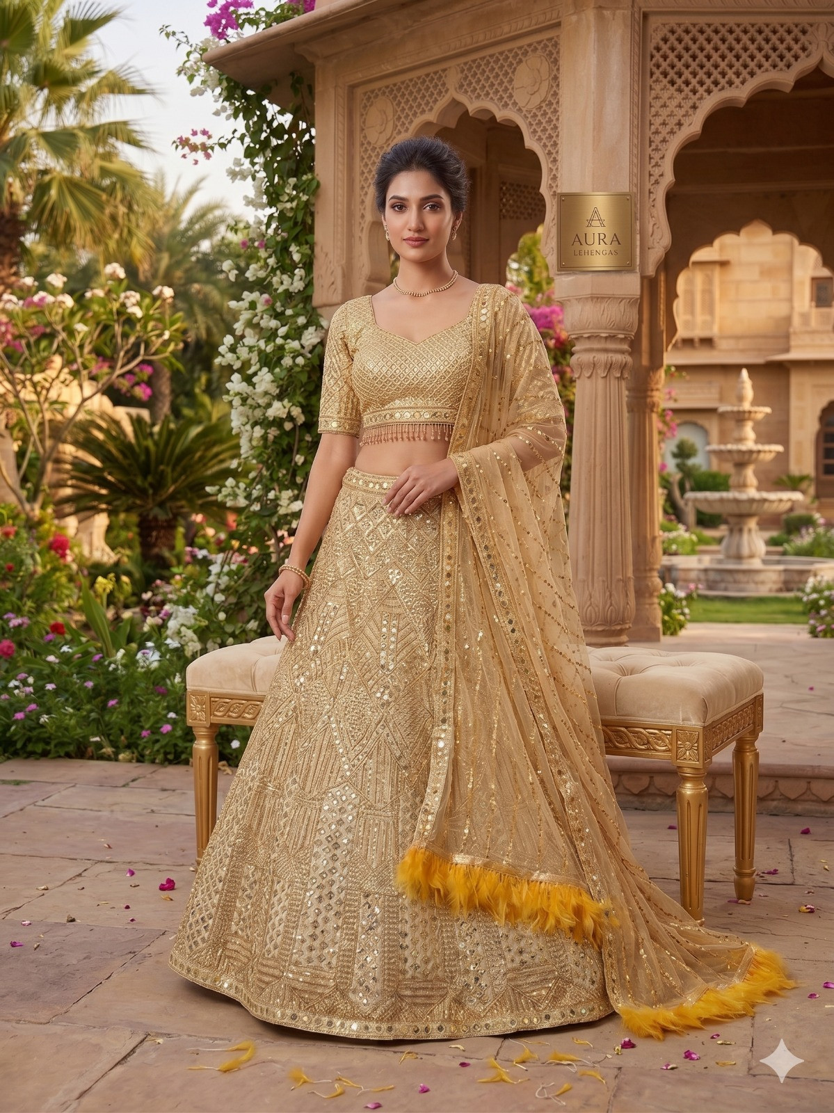 Premium Soft Net Dori Coding Sequins Lehenga Choli with Feather Lace Dupatta | Bridal & Wedding Wear