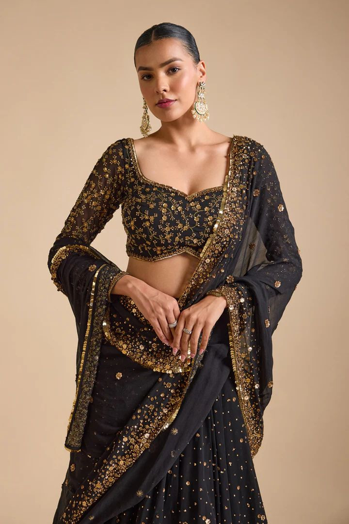 Premium Georgette Heavy Embroidered Designer Lehenga with Hand Diamond & Sequins Work