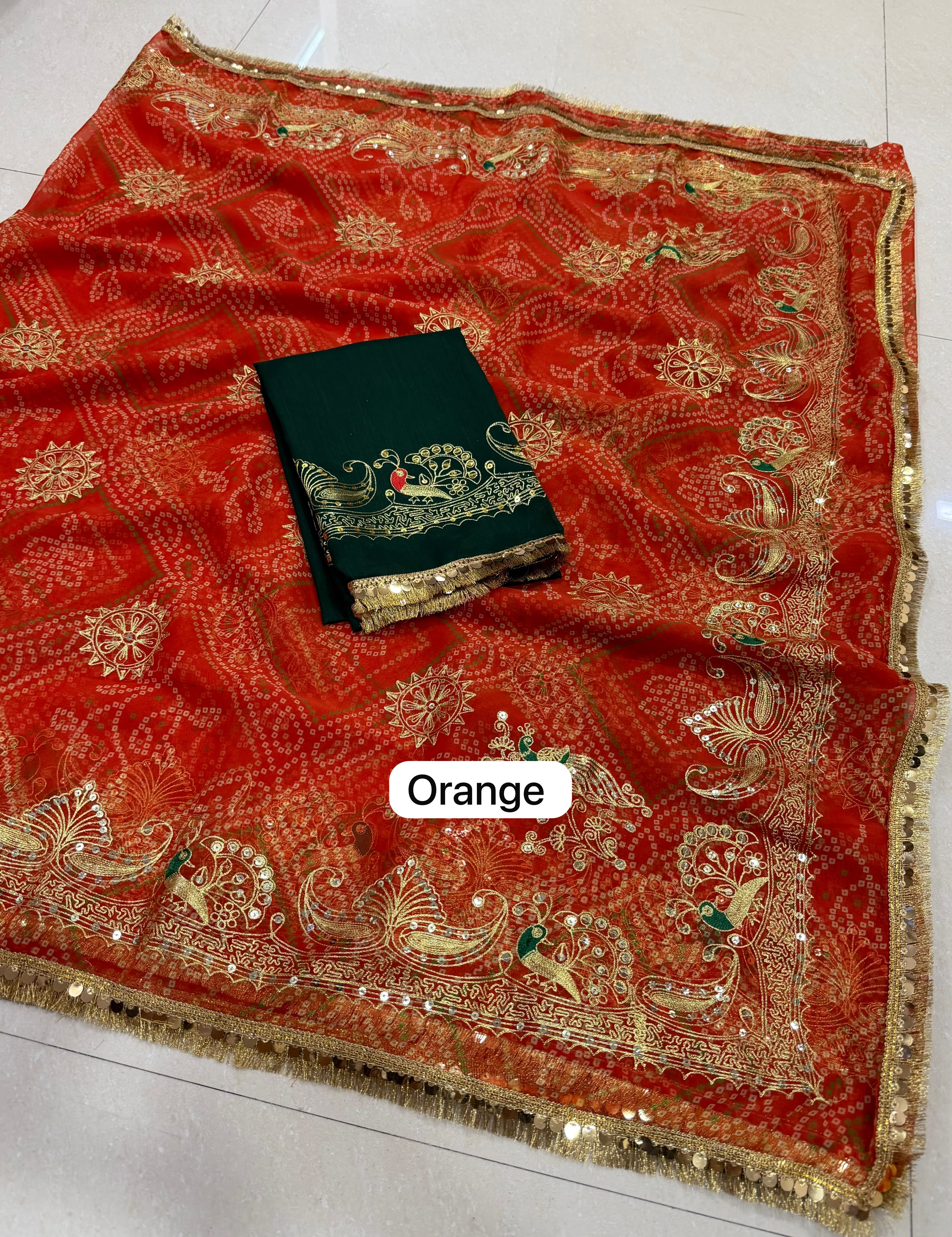 Premium Bhandej Darbari Saree with Blouse - Authentic Indian Silk Weave