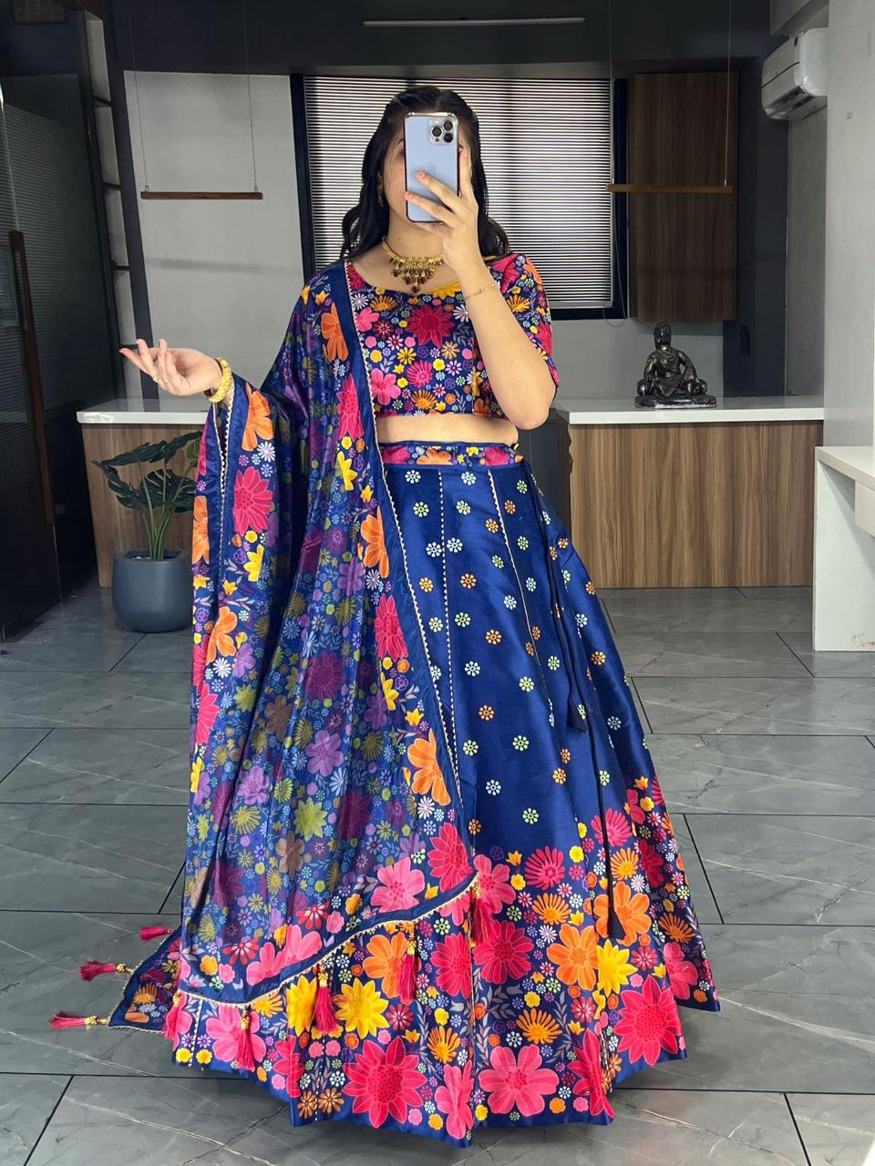 Boho Bloom: Printed Lehenga with Contemporary Flair