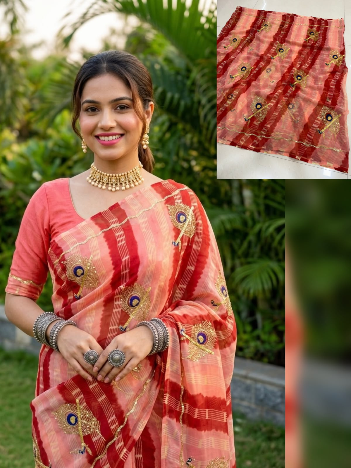 Royal Georgette Morpankhi Leheriya Saree with Sequence Work | Elegant Festive & Party Wear Saree