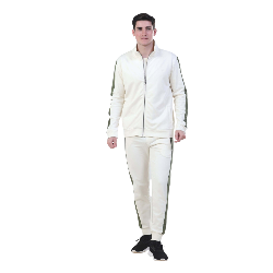 Premium White Full Warm Cotton Fleece Winter Tracksuit Set – Jacket & Track Pant (2-Piece Set)