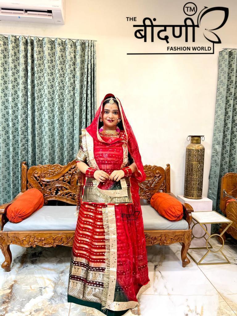 Organza Patti Double Shaded Humrahi With Jaal And Border Rajputi  Suit