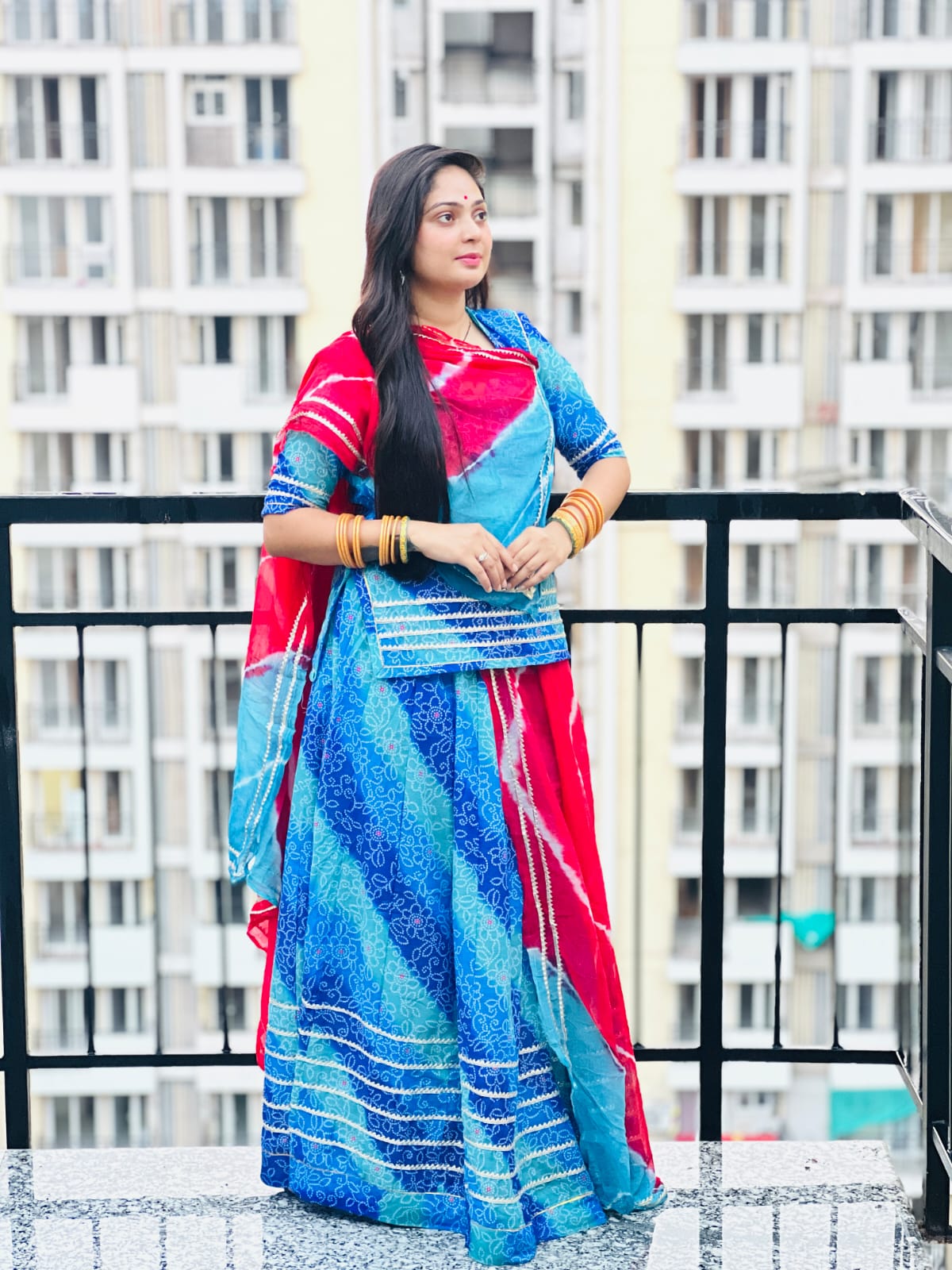 Most trending 24 Kali Cotton Suit In Sky Blue Colour With Gota And Lace Work