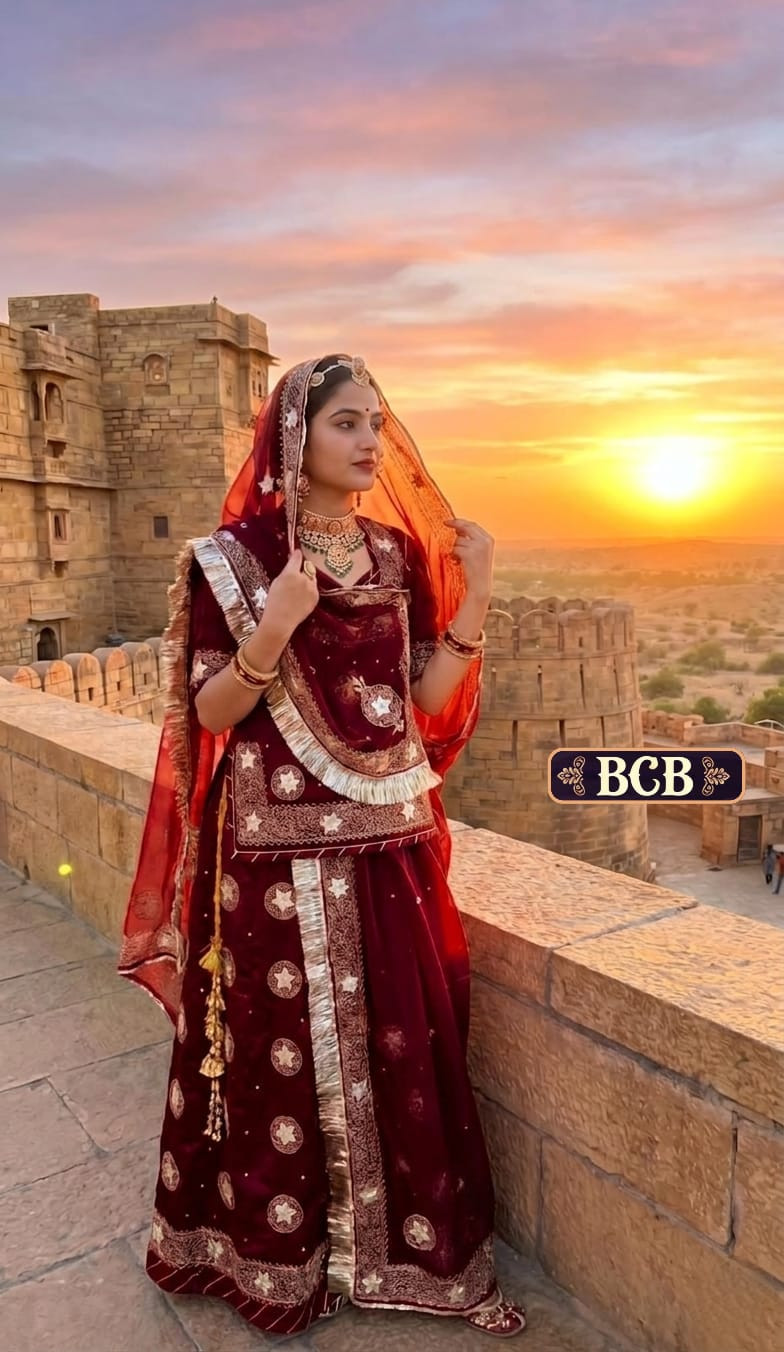 Rajputi Poshak – Traditional Zari Gota Work Suit