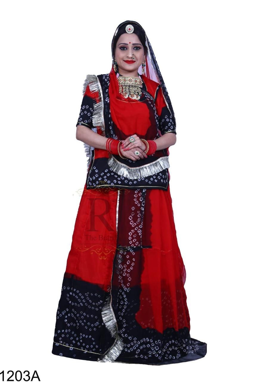 Festival Special Bandhej Rajputi Poshak – Hamrahi Pure Fabric | Semi Stitched | Up to 3XL