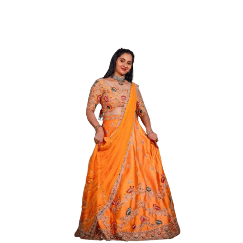 Orange colour lehenga set for women