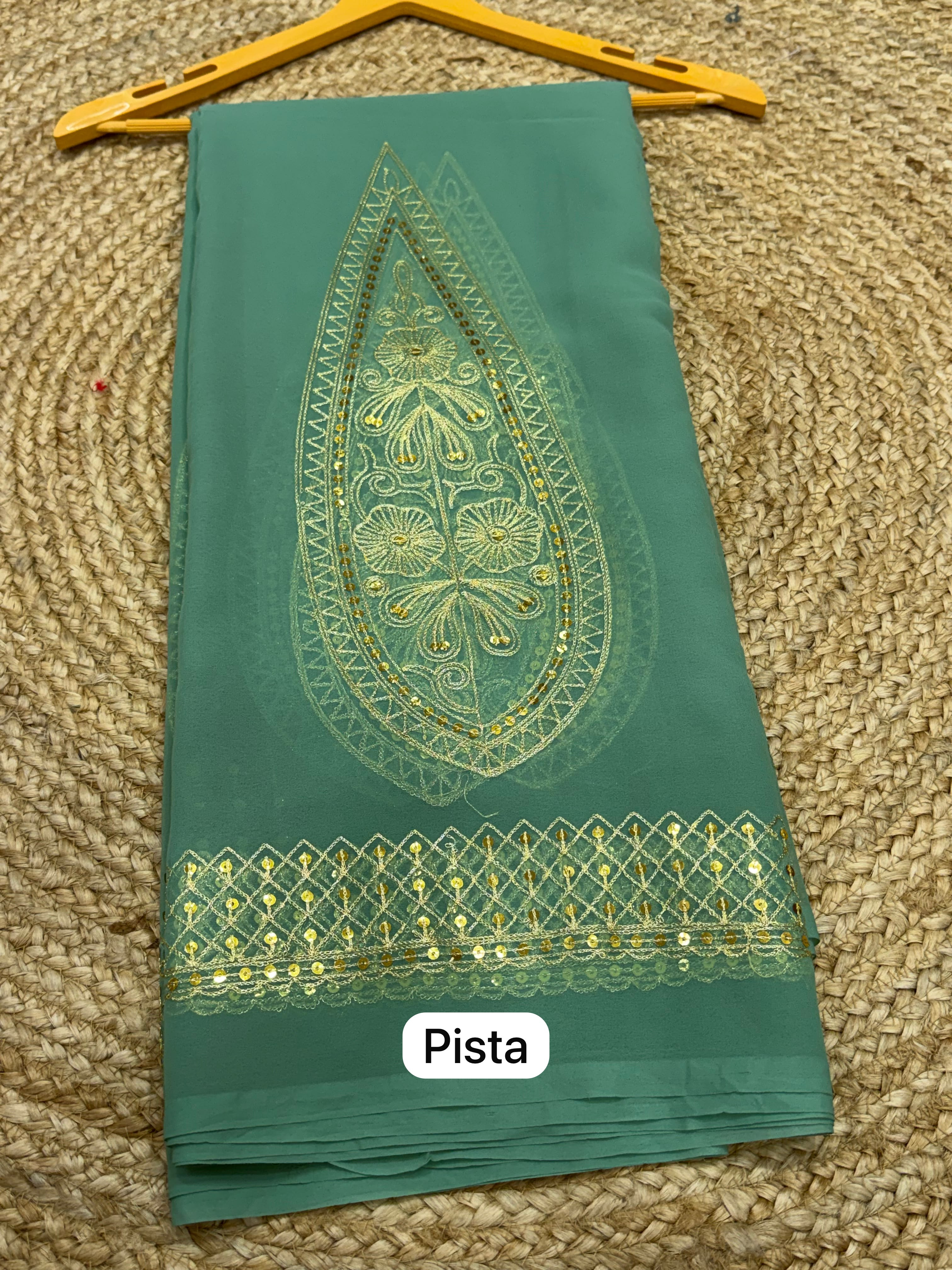 Premium Royal Georgette Rajputi Saree with Kasab Sequence Work & Latkan | Traditional Royal Ethnic Saree